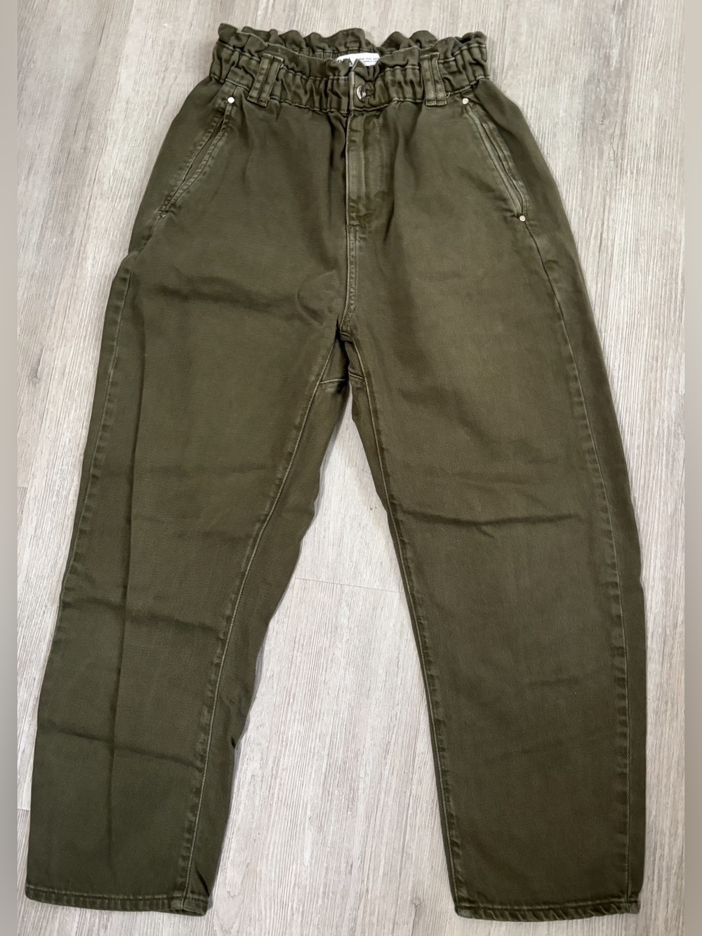 ZARA Military Green Elastic High Wasted Baggy Pants Women’s Size 8